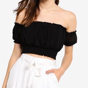 Sheer Smocked Crop Top